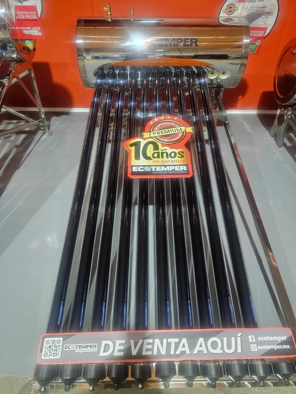 Calentador solar Ecotemper con tecnología de tubos al vacío.